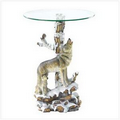 Wolf Accent Table with Glass Top